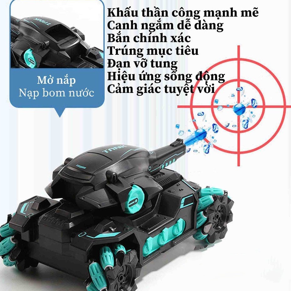 Đồ chơi trẻ em xe tăng điều khiển có chế độ bắn - Hot nhất hiện nay, giúp trẻ rời xa điện thoại .