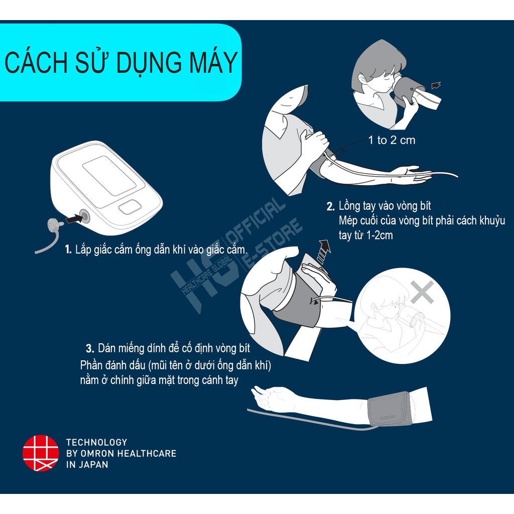 Máy Đo Huyết Áp Bắp Tay Omron Hem-7120 | Công Nghệ Đo Intellisense Cho Kết Quả Chính Xác Trong Vài Phút