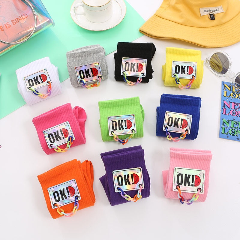 Vớ Cotton Cổ Cao Vừa Nhiều Màu Sắc Tươi Sáng Phong Cách Đường Phố Thời Trang Xuân Thu Chất Lượng Cao Phong Cách Mới 2022