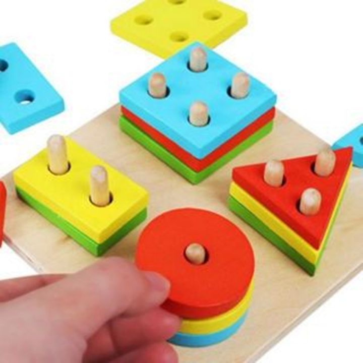 Đồ Chơi Montessori Bằng Gỗ,Bảng Chuỗi Thả Hình Khối Giúp Bé Rèn Luyện IQ,Đồ Chơi Gỗ,Đồ Chơi Thông Minh