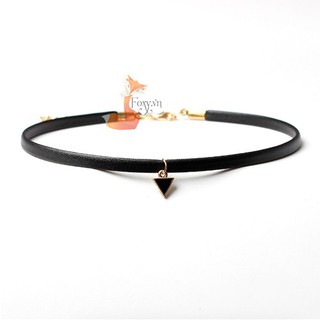 Hot - vòng cổ choker nữ dây da đen thương hiệu - choker hong 03