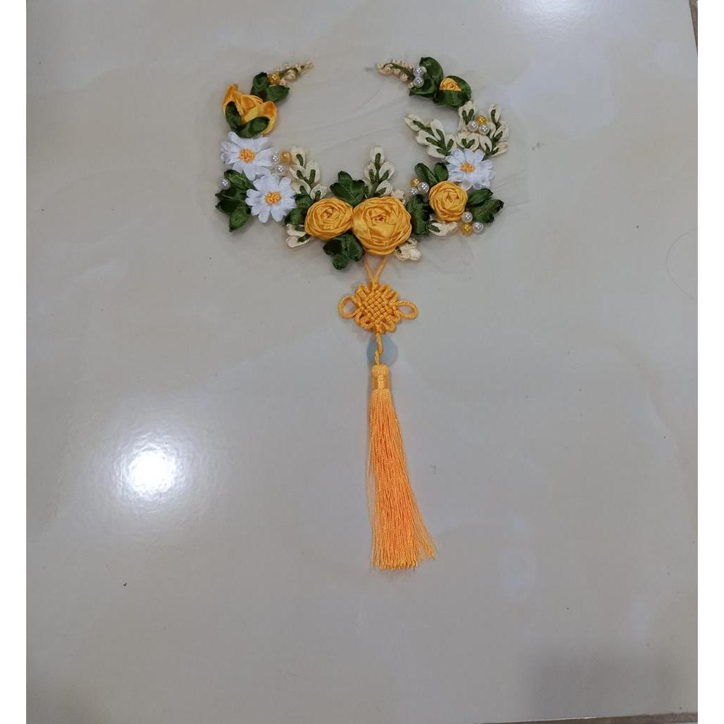 Tròn thêu hoa ruy băng kèm dây trang trí áo dài xinh xắn