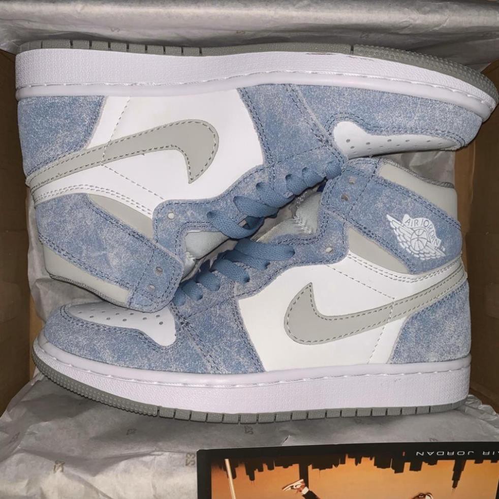 (surucara-)Giày Jordan 1 cao cổ Hyper Royal xanh nỉ, Giày JD1 xanh nỉ cổ cao siêu hot 2021 Full Box Bill