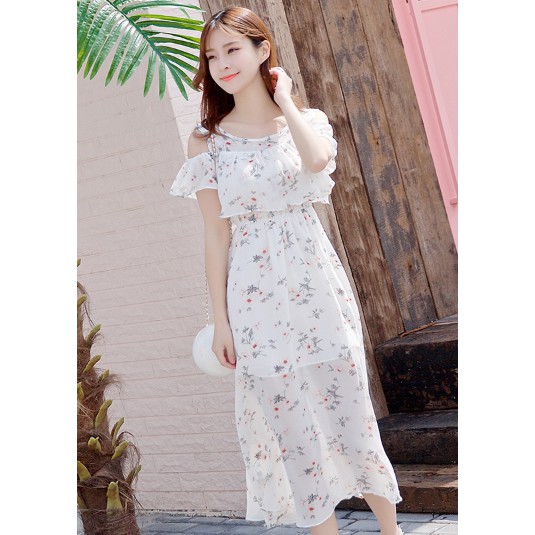 (CÓ SẴN)ĐẦM MAXI HOA TRẮNG ĐI BIỂN- ĐẦM DẠO PHỐ HOA TRẮNG DỊU DÀNG