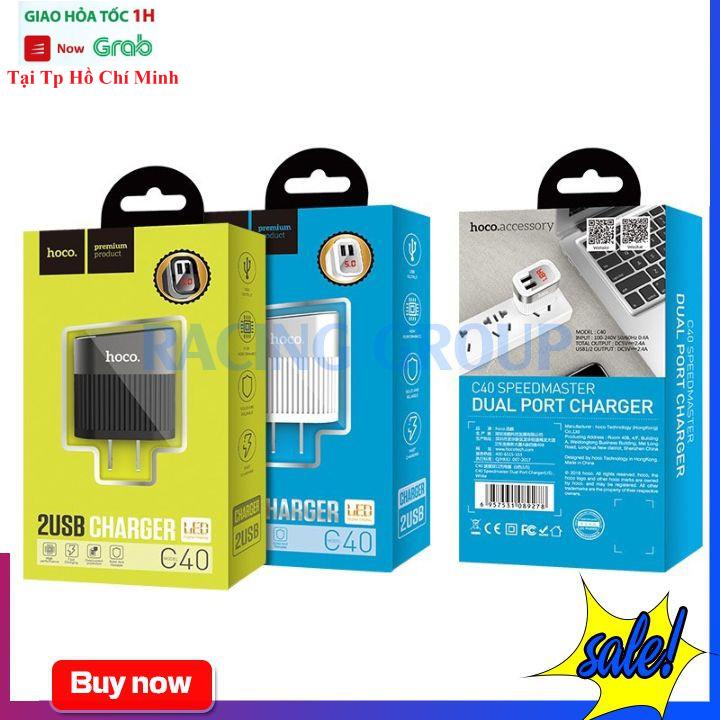 Củ Sạc Nhanh Hoco C40 Max  2 Cổng 5V-2.4A - Bảo Hành 12 Tháng