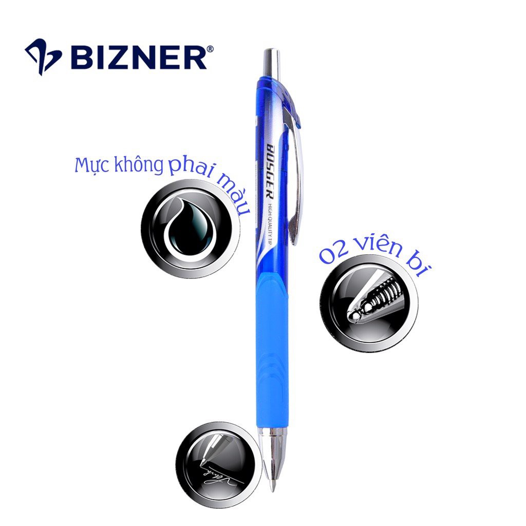 Bút Gel 2 Đầu Bi Thiên Long Bizner Cao Cấp BIZ- GEL24- 2 màu mực Xanh/ Đen