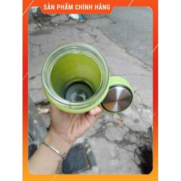 [ HÀNG SIÊU TỐT]  Bình đựng nước lõi thủy tinh bọc nhựa 6oup 450ml có 4 màu (được chọn màu)