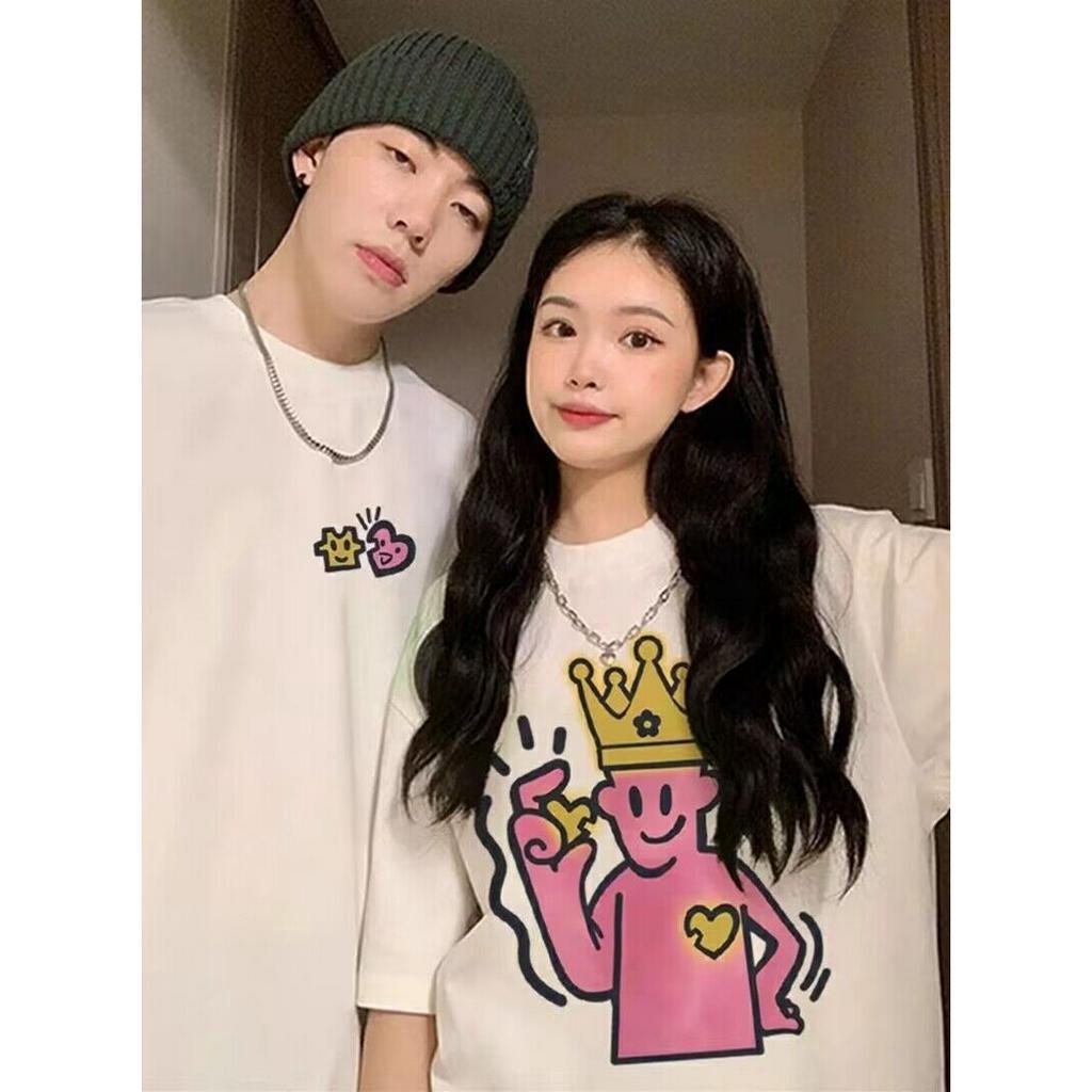 Ethelgirl Áo Thun Tay Ngắn In Họa Tiết Hoạt Hình Phong Cách Hàn Quốc Thời Trang Cho Nam Và Nữ