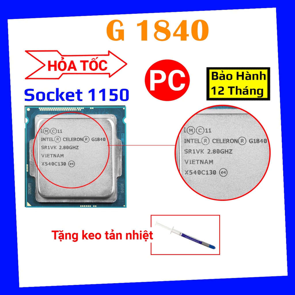 [ tặng keo tản nhiệt ] Chip g1840 socket 1150 lắp main h81 b85 dùng lướt