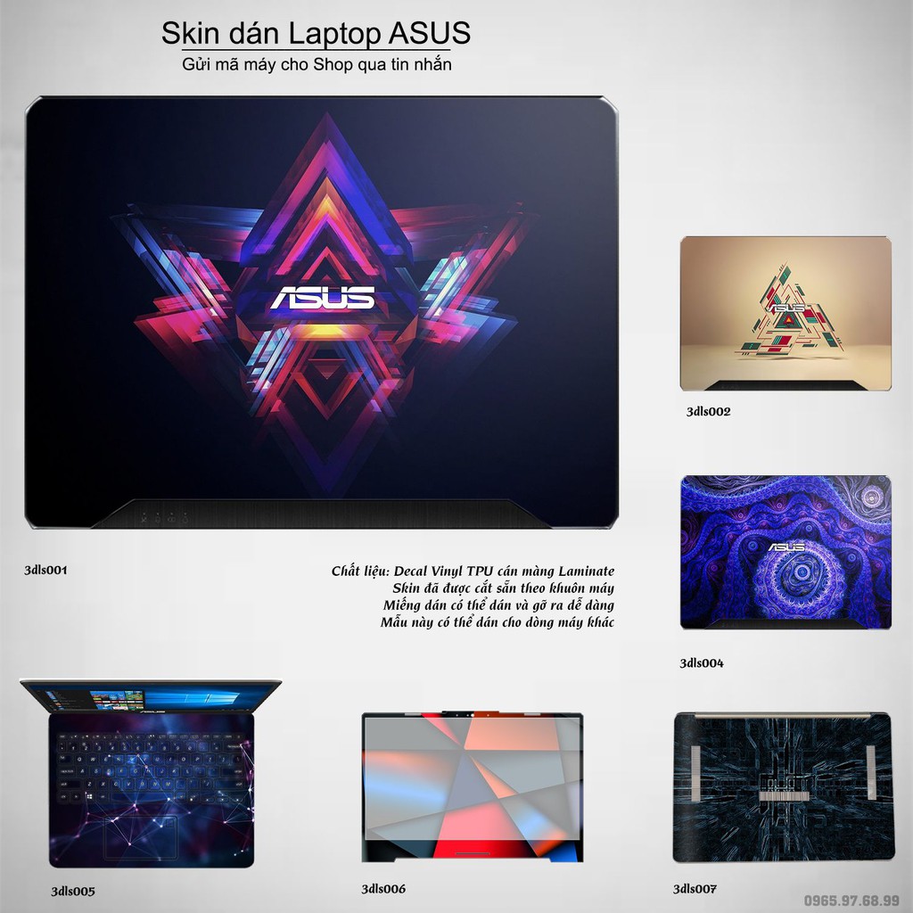 Skin dán Laptop Asus in hình 3D (inbox mã máy cho Shop)