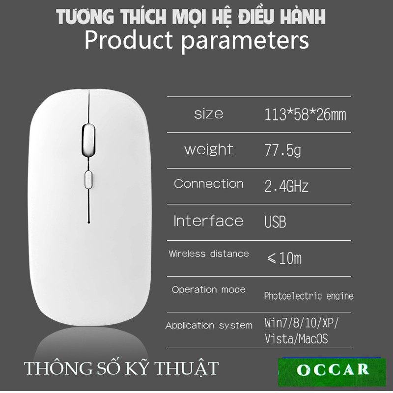 [PHIÊN BẢN 2022] Chuột Không Dây Bluetooth Bản Nâng Cấp, Không Âm Thanh, Không Dùng Pin, Không Phát Quang, Nhanh, Occar