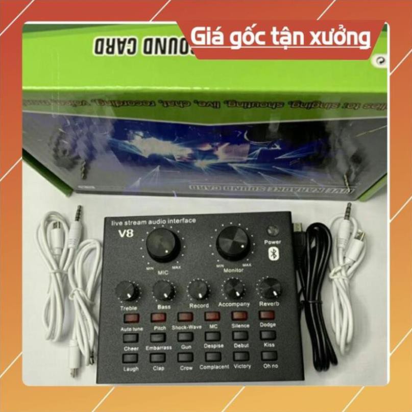 SOUND CARD V8 Chính hãng bản tiếng anh AUTOTUNE có BLUETOOTH âm thanh hay