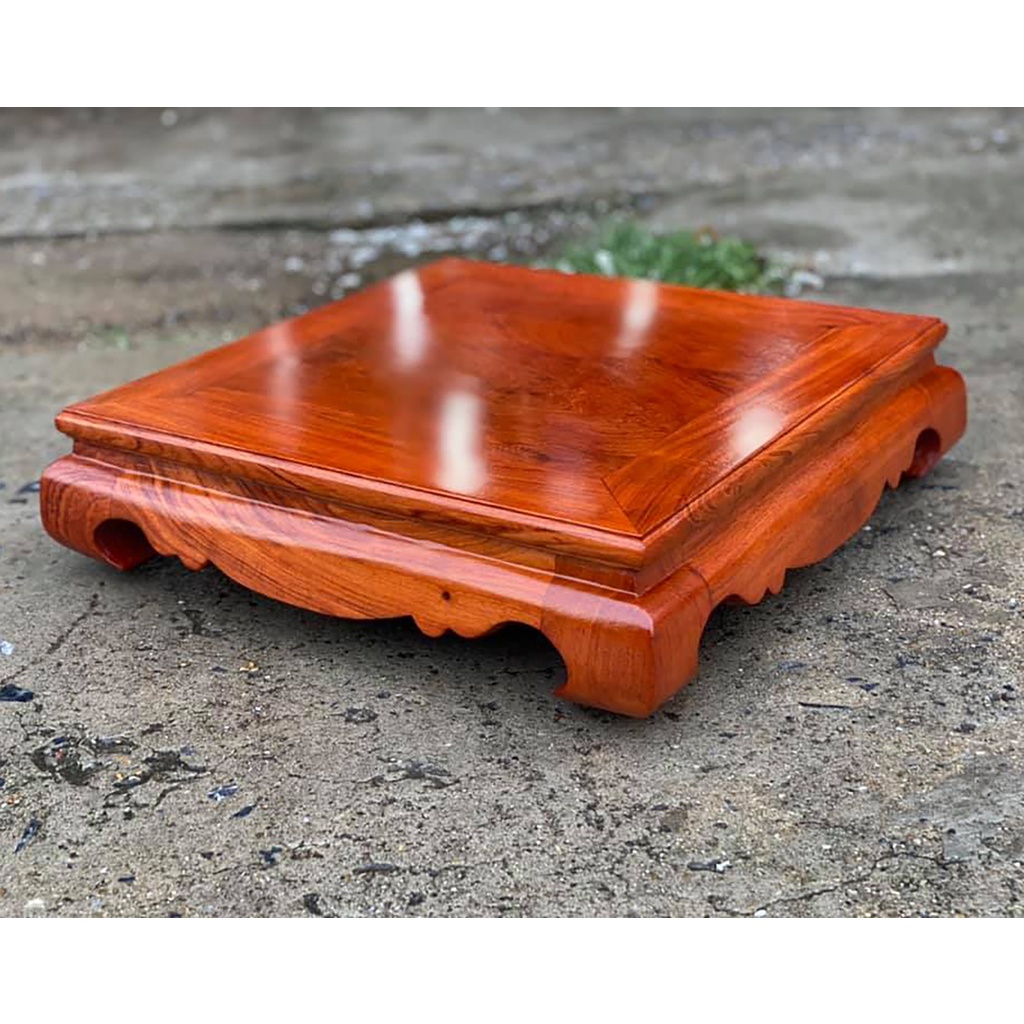 Bàn Gỗ Trơn Vuông Kê Thần Tài Gỗ Hương Cao 10cm