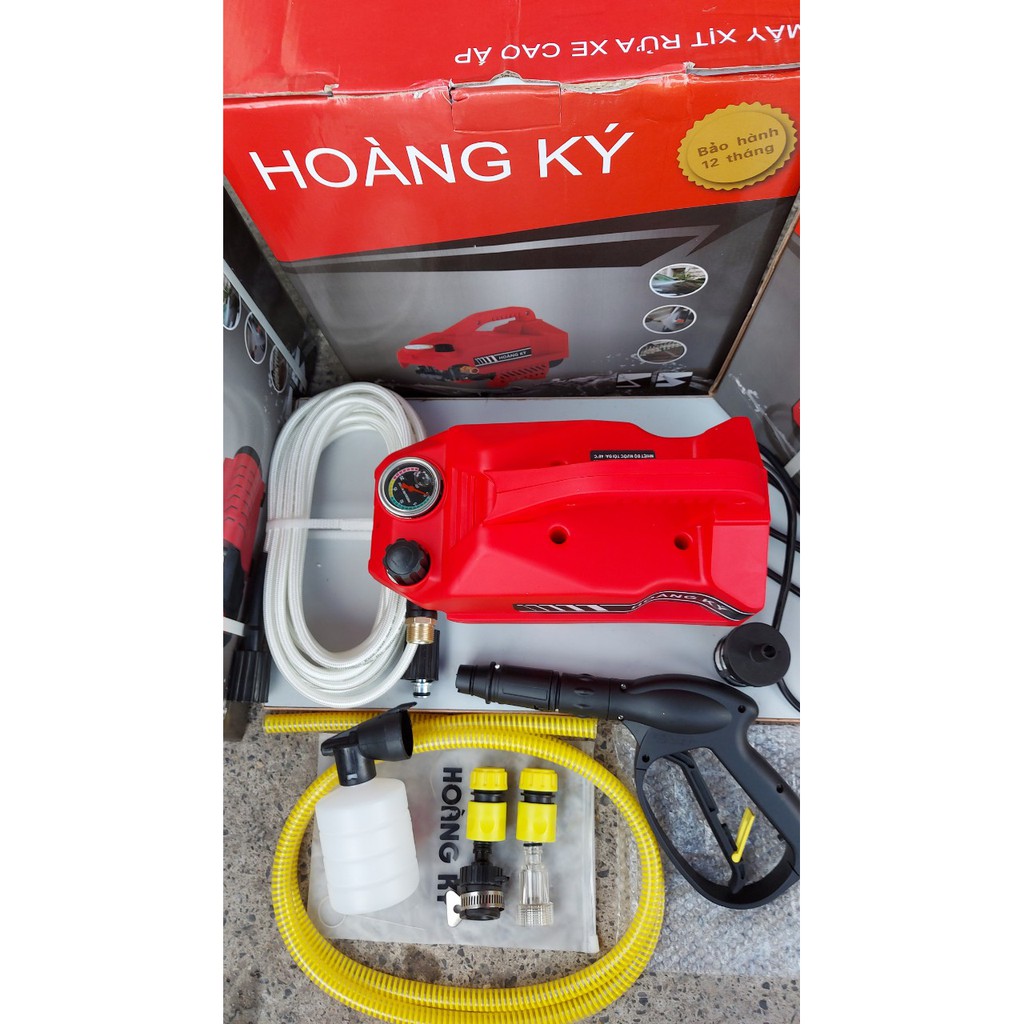 Máy rửa xe cao áp Hoàng Ký Model : H2  công suất : 2400W. Có Chỉnh Áp.Lưu lượng 7L/P. máy xịt rửa xe. Điều hòa. Máy lạnh