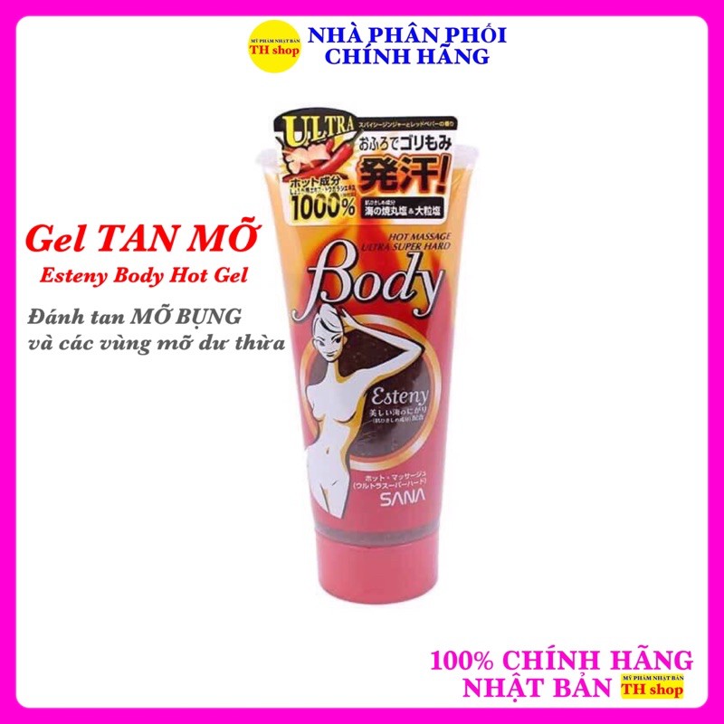 Gel TAN MỠ Esteny Hot Body Massage Gel Nhật Bản 240g tan mỡ bụng và các vùng mỡ thừa trên cơ thể