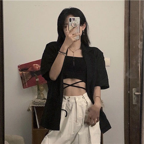 Áo 2 dây áo hai dây croptop chéo nhỏ dáng ôm màu trơn cho nữ