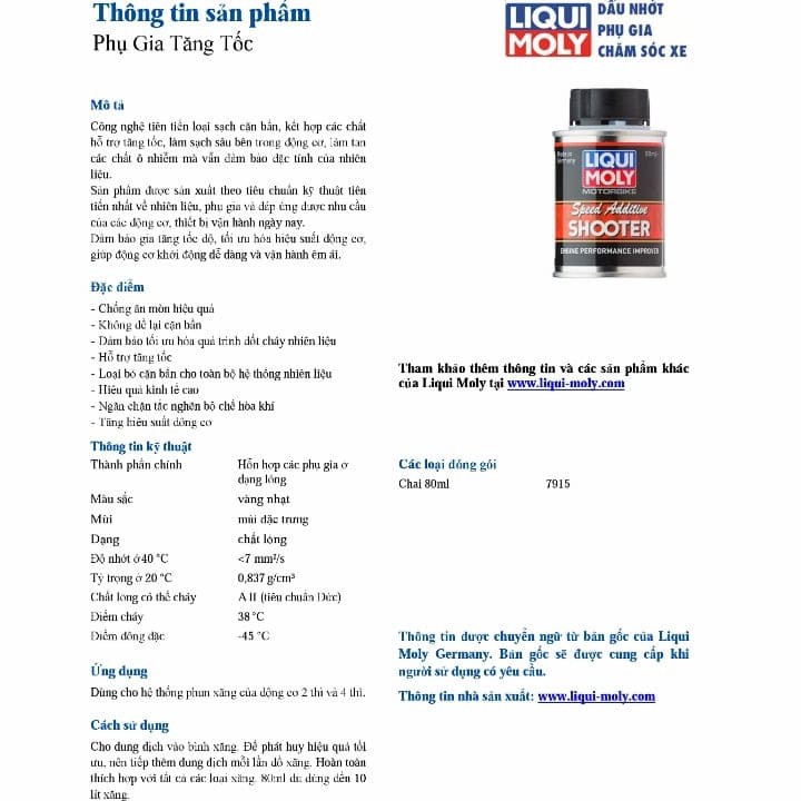 Phụ gia tăng tốc 80ml 7915 -LIQUI MOLY 7915