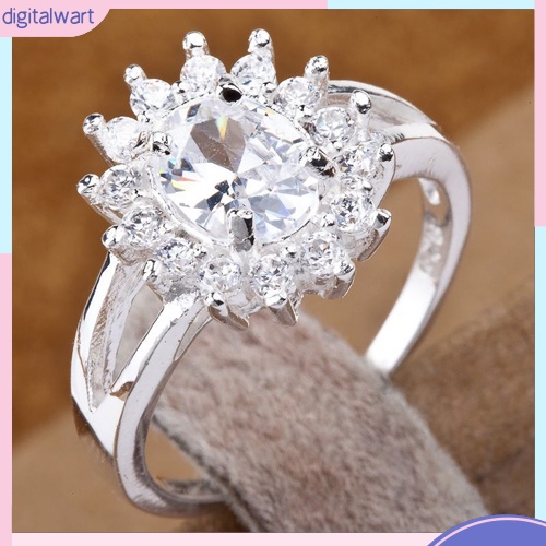 Nhẫn mạ bạc đính đá hình hoa hướng dương sang trọng