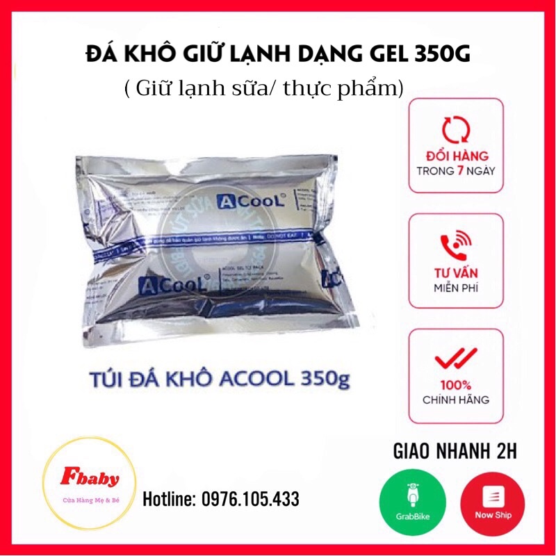 Túi Đá Khô, Đá Khô Giữ Lạnh Acool Bảo Quản Sữa/ Thực Phẩm Trọng Lượng 350g