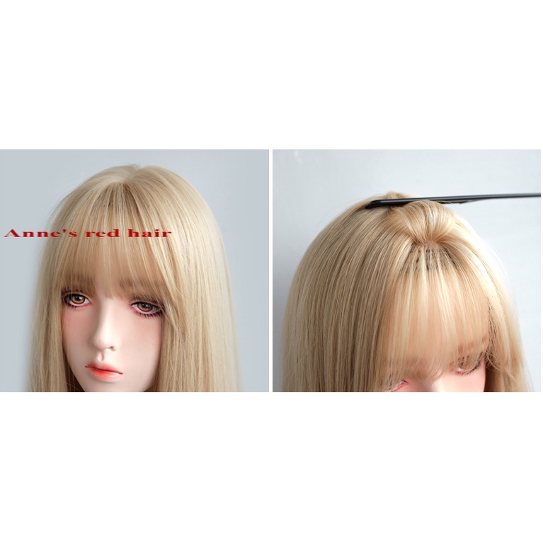 Bộ tóc giả dài thẳng nhuộm màu đỏ phong cách thời trang cho nữ