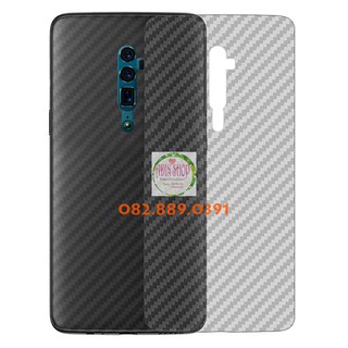 Miếng dán mặt lưng skin carbon Oppo Reno 10X Zoom/ Reno 6.6 trong 3D, đen