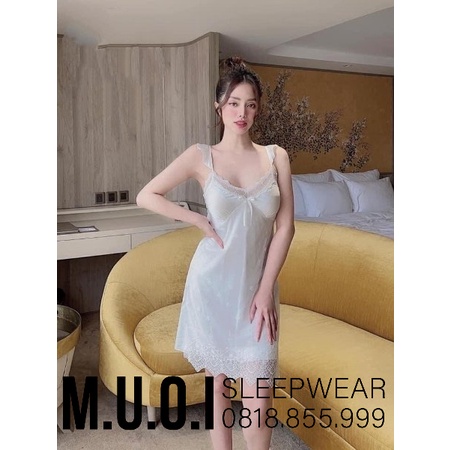 Váy ngủ lụa cánh tiên ren hoa nhí xẻ đùi sexy❤️FREESHIP❤️ Đầm mặc nhà gợi cảm  QUẢNG CHÂU Muối store V056 ( video- ảnh)