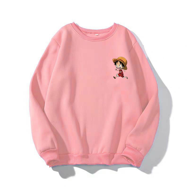 Áo Sweater Nỉ Unisex Form Rộng Nam Nữ Logo Áo Thiết Kế In Hình Nhok One Pice Siêu Dễ Thương
