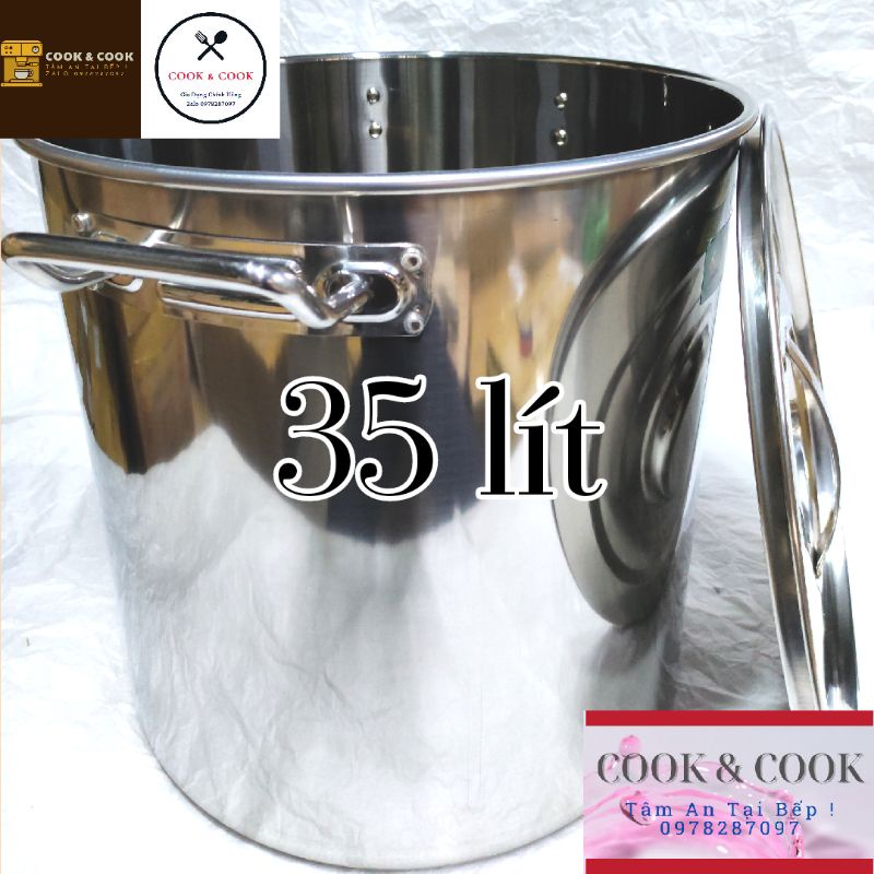 Nồi súp inox 30, 35 lít Vietcook đáy từ size 36 cm nồi hầm xương, nồi luộc gà, nồi luộc bánh chưng, nồi phở