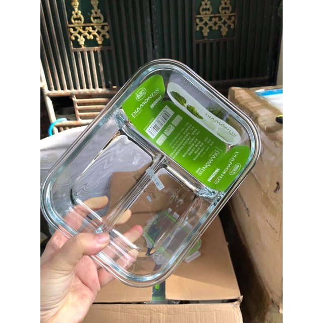 Hộp thố thủy tinh 2 - 3 ngăn dung tích 1040ml có nắp siêu tiện lợi [HOT]