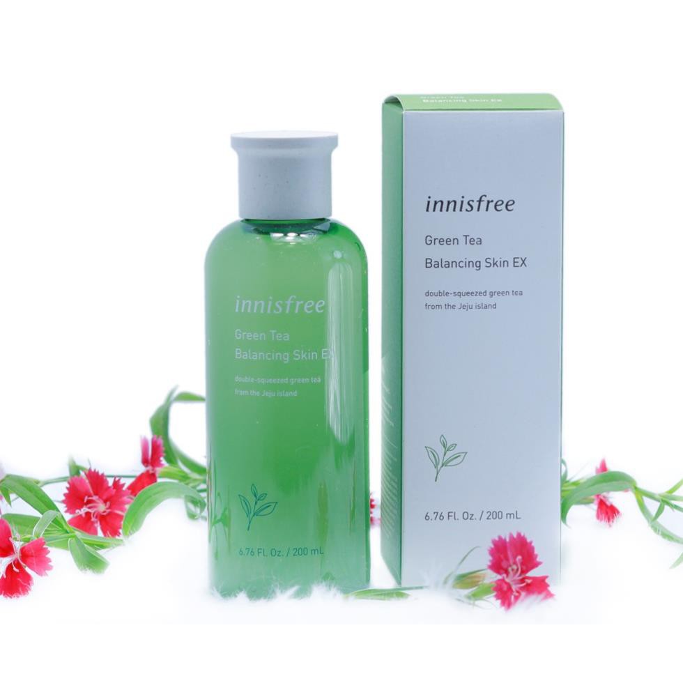 Nước hoa hồng dưỡng ẩm giảm dầu mụn se khít lỗ chân lông chiết xuất từ trà Xanh Innisfree Green Tea Skin EX 200ml