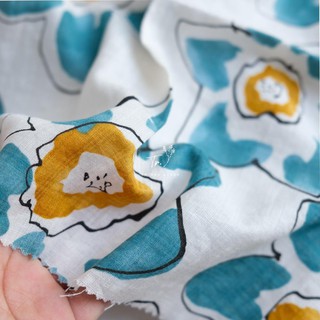 Vải Linen - xô hoa xanh ngọc