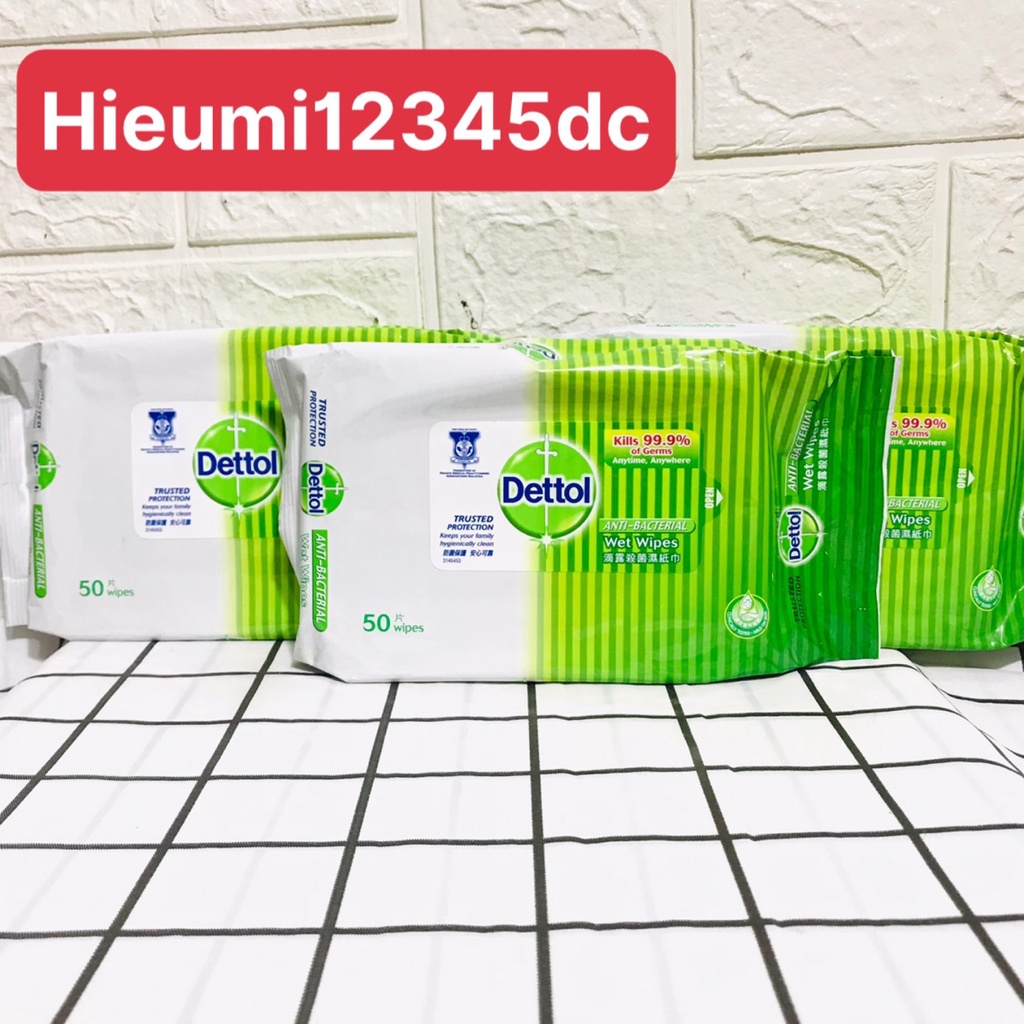 Khăn Ướt Dettol Kháng Khuẩn Gói 50 Miếng (CHÍNH HÃNG)