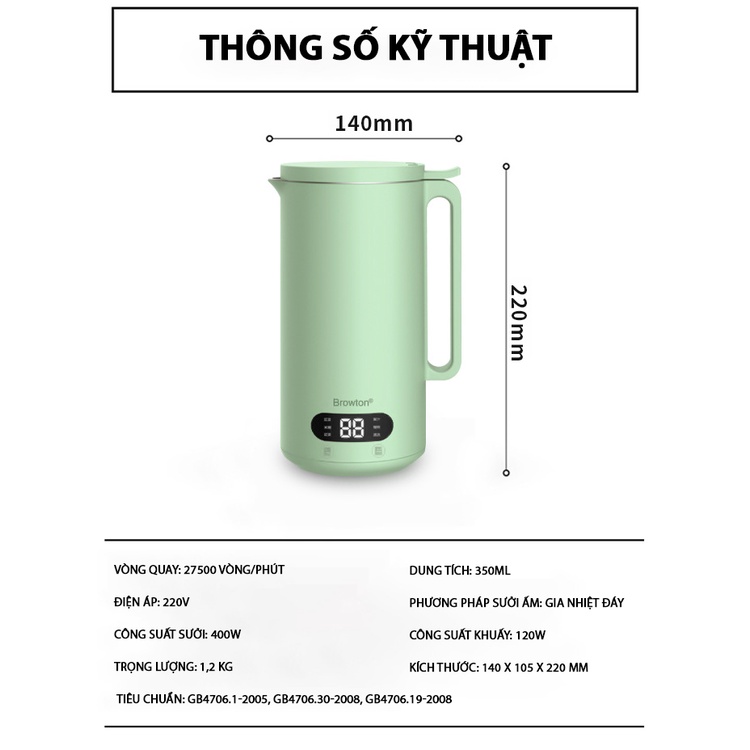 Máy làm sữa hạt Finose, đun, nấu sữa đậu nành đa năng, hẹn giờ 12 tiếng, màn hình hiển thị thông minh, không gây ồn, nhỏ