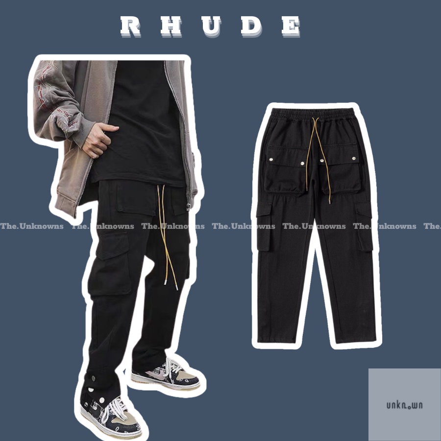 [BEST Quaility]-Quần Snap R.HUDE CLASSIC RHOSE CARGO PANTS BLACK,Quần cargo pants ống suông cao cấp full túi tag