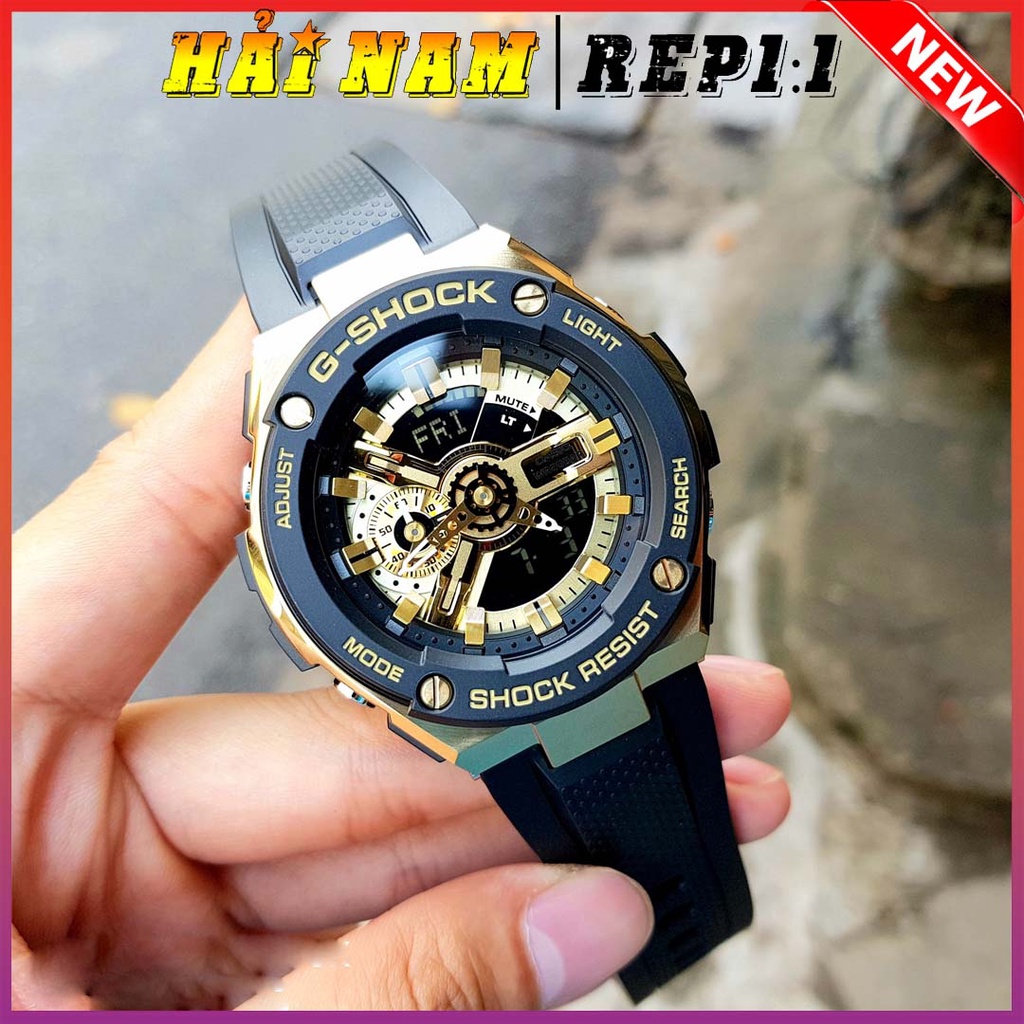 Đồng hồ nam G-Shock.GST-400G-1A9.Mặt 51mm,viền thép,dây cao su,chống sốc,hiển thị kim điện tử.