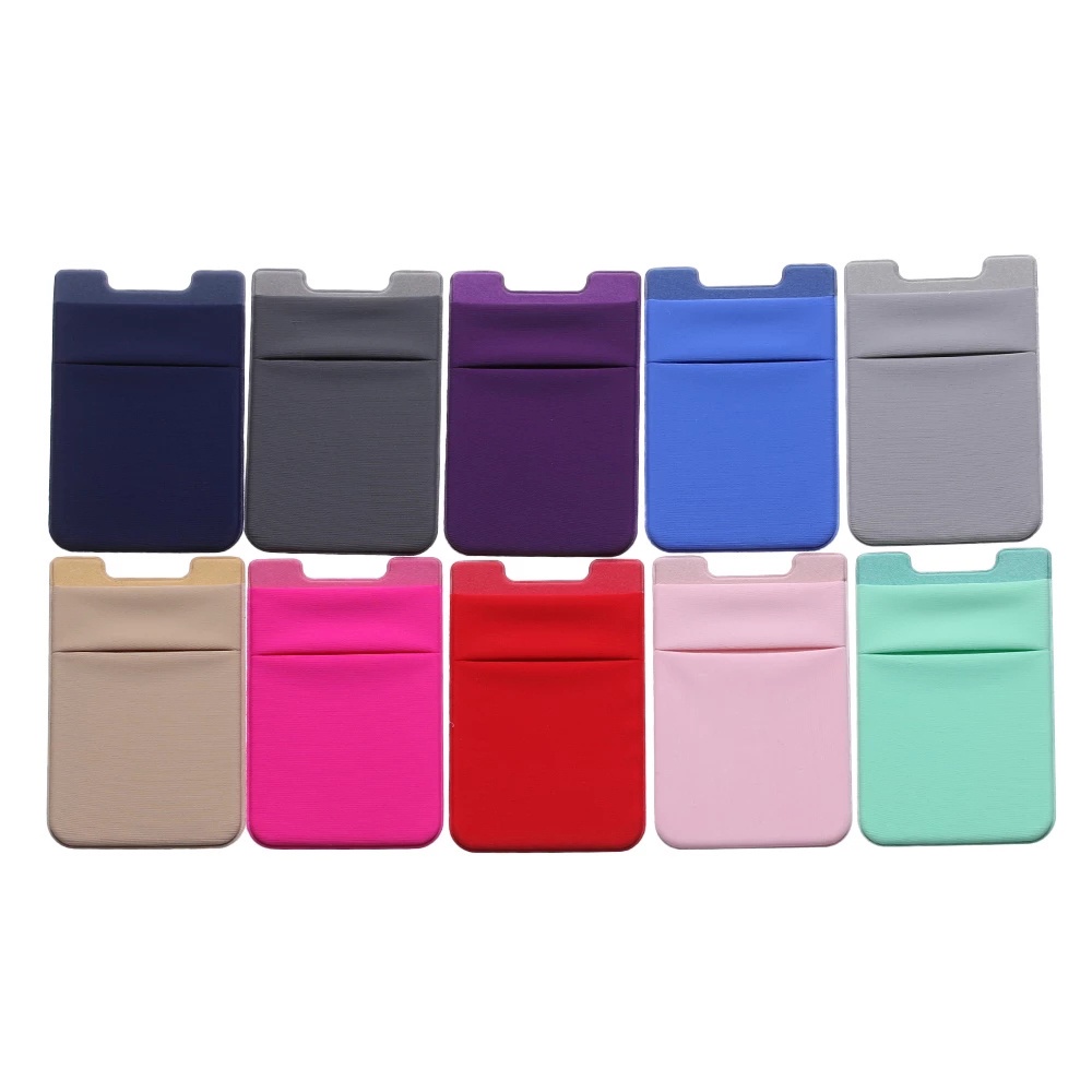 Hai lớp Lycra Điện thoại di động Back Sticker Case Thẻ đa chức năng Túi đựng tai nghe Túi đựng tai nghe