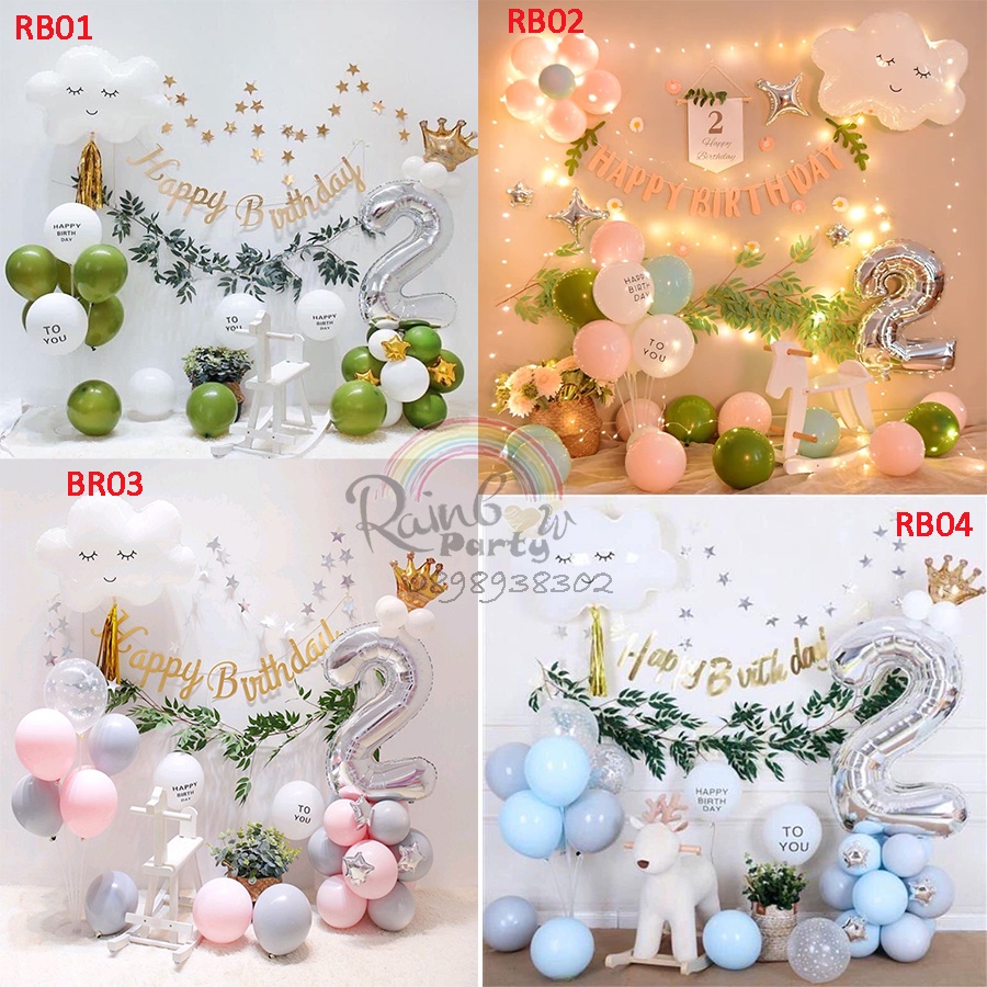 Set bóng trang trí sinh nhật phong cách Hàn Quốc nhẹ nhàng thích hợp cho mọi lứa tuổi