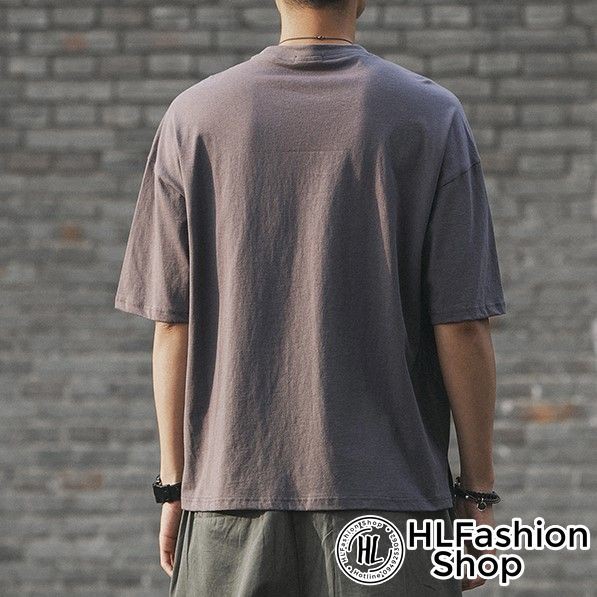 Áo thun trơn tay lỡ 8 màu form rộng, áo nam HLFashion