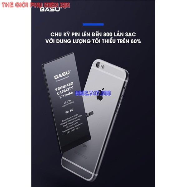 [CHÍNH HÃNG] Pin iPhone 5/5s/6/6s/6+/6s+/7/7+/8/8+/X/XSMax BASU Chính Hãng tiêu chuẩn xuất khẩu EU + Bảo hành 12 tháng