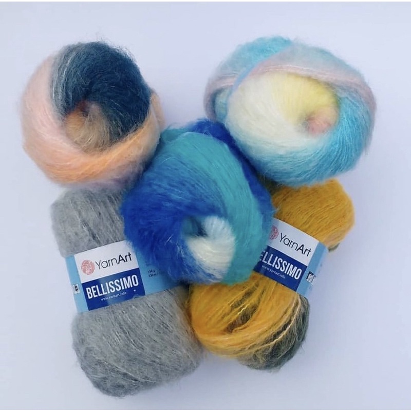 Cuộn len loang Mohair BELLISSIMO Nhập khẩu từ hãng Yarnart đan móc khăn, áo ấm mùa đông siêu xinh