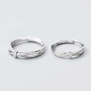 Nhẫn cặp nhẫn đôi nam nữ bạc s925 thắt nút Knor nhẫn nữ đính đá Cá jewelry NĐ9
