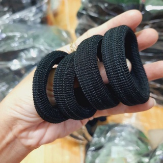 Túi 10 thun cột tóc trơn màu đen (bản 1.5cm)