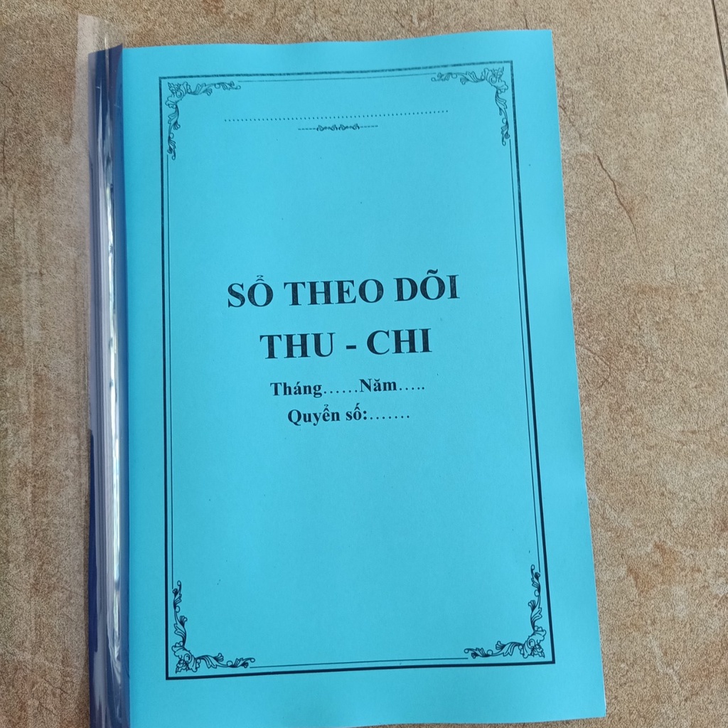 Sổ theo dõi thu - chi a4 dọc, bìa xanh dương, đóng bóng kính