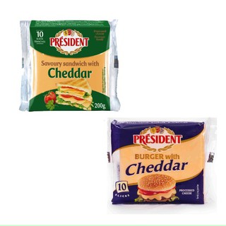 Phô Mai Cheddar Bugger hiệu Président gói 200g 10pcs