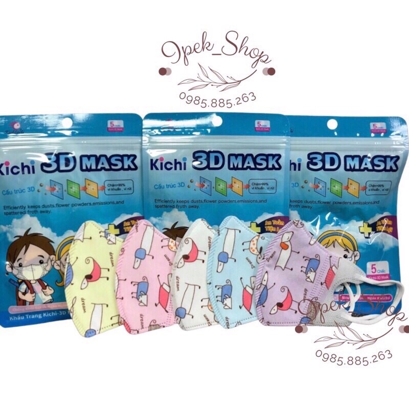 Khẩu trang KICHI 3D Mask cho trẻ em  từ sơ sinh đến 4 -5 tuổi( 5 chiếc/ túi) - Ipek_Shop