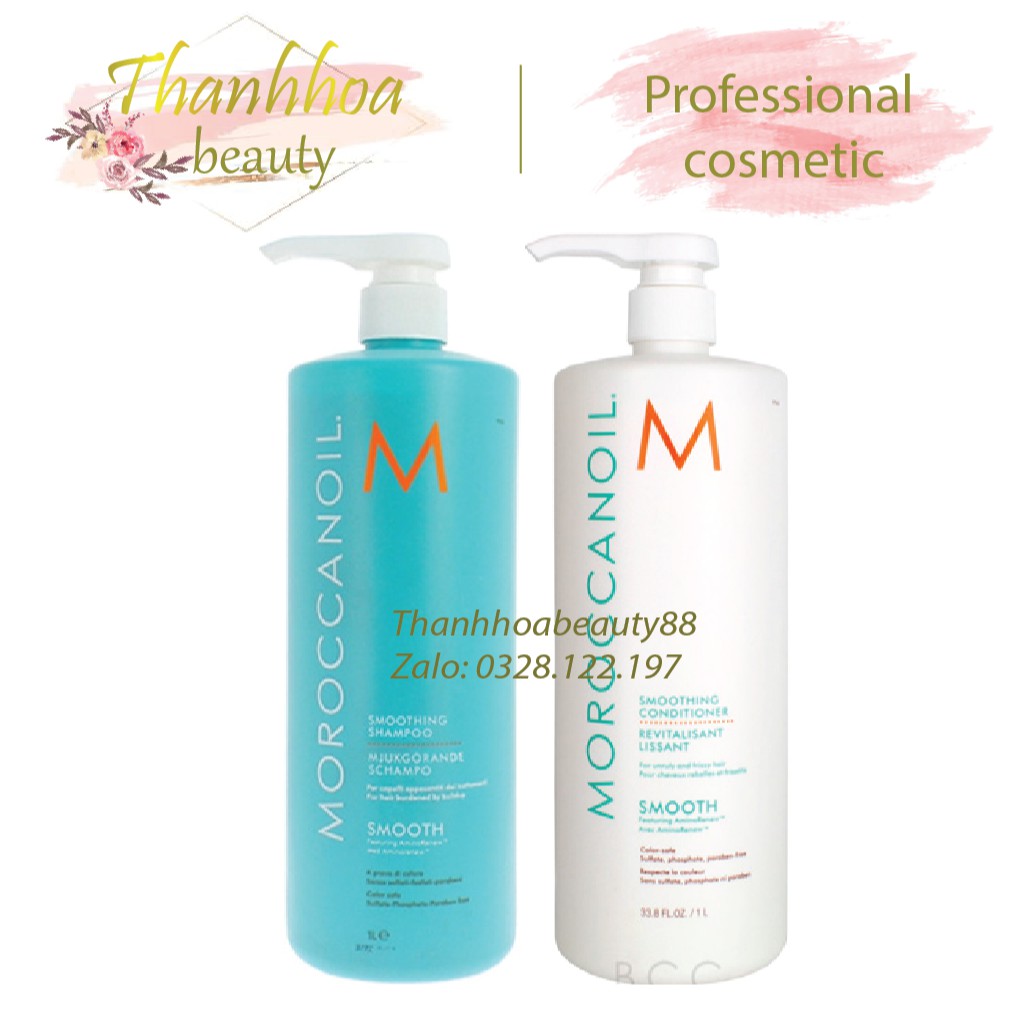 Bộ Dầu Gội Dầu Xả Suôn Mượt Moroccanoil Smooth 1000ML + 1000ML Chính Hãng - Nhập Khẩu Israel