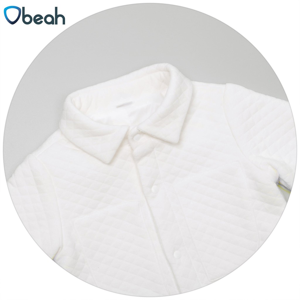 Obeah Áo Jacket trần bông màu trắng cúc bấm Fullsize 0 đến 2 tuổi