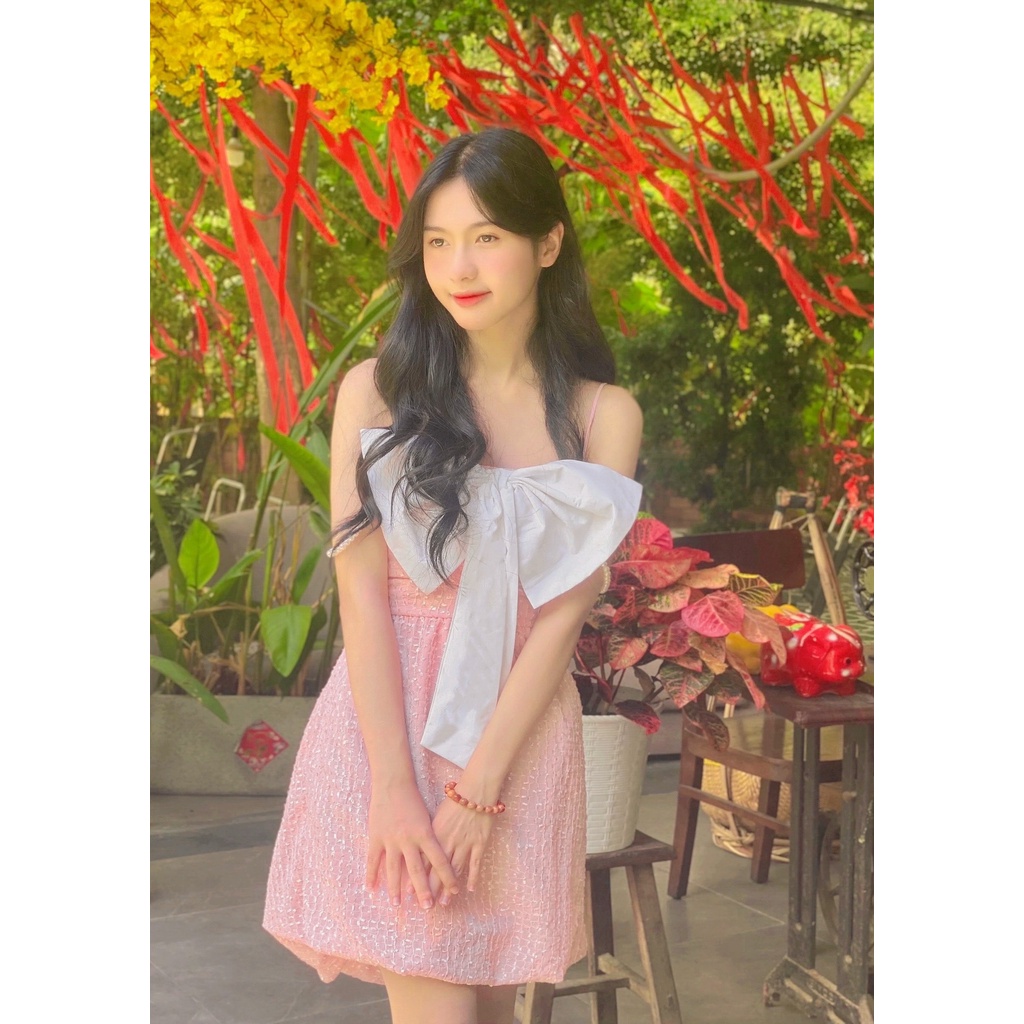 Đầm ánh kim lấp lánh đính nơ trắng - Bling Dress