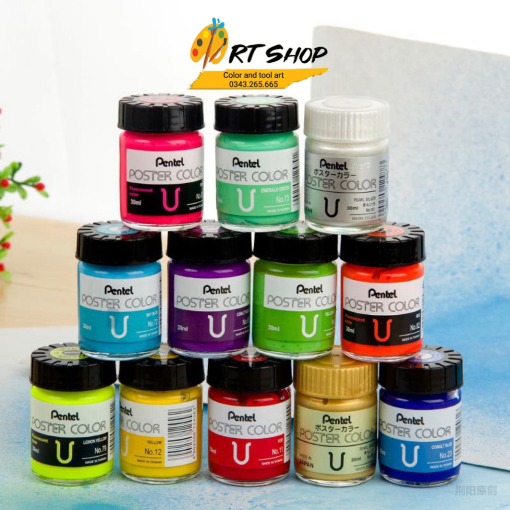 Màu Poster Color Pentel Bán Lẻ Hũ 30ml – MÀU CÒN LẠI - ART SHOP