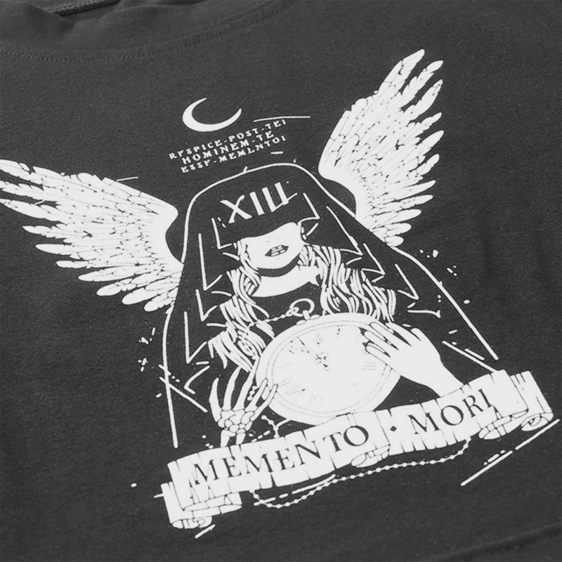 XIXI Áo Thun Croptop Tay Dài Cột Dây Họa Tiết Đôi Cánh Thiên Thần Phong Cách Harajuku Dành Cho Nữ